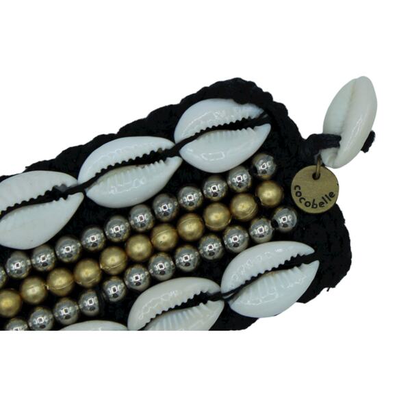 Anthropologie X Cocobelle Black Woven Papua Shell Beaded Bracelet - Picture 2 of 8